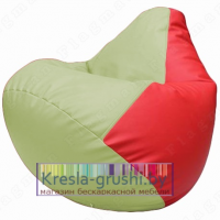 Бескаркасное кресло мешок Груша Г2.3-0409 (светло-салатовый, красный)